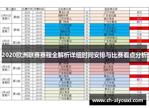 2020欧洲联赛赛程全解析详细时间安排与比赛看点分析